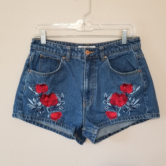 H&M Pants - H&M x Coachella Embroidered Denim Shorts Size 10